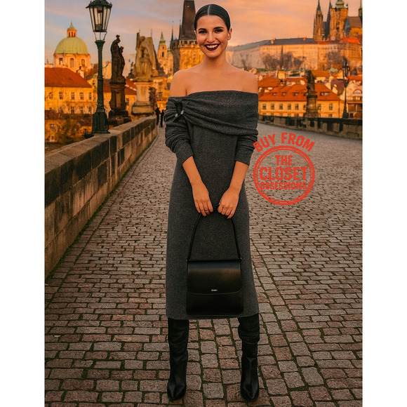 ZARA Off-the-Shoulder Knit Midi Dress NWT Gray Size S and M - Picture 12 of 16